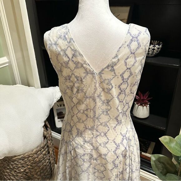 Rebecca Taylor Tie-dye Print Poplin V-Neck Dress Frost Size 6 - Picture 8 of 14